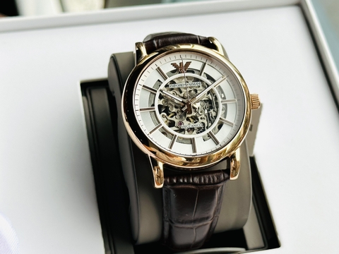 Emporio Armani Skeleton |Rose Gold |Nam Giới |Dây Da |Máy Cơ (Automatic) |Size 41mm