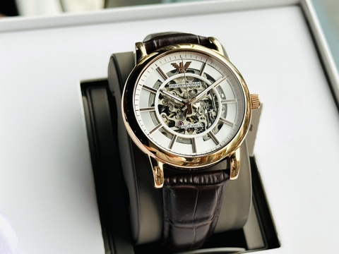 Emporio Armani Skeleton |Rose Gold |Nam Giới |Dây Da |Máy Cơ (Automatic) |Size-41mm