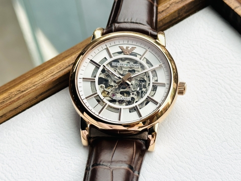 Emporio Armani Skeleton |Rose Gold |Nam Giới |Dây Da |Máy Cơ (Automatic) |Size-41mm