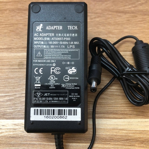 Chuyển nguồn Adapter Tech ATS065T-P560 56V 1.17A 65W dây nguồn DC 5.5×2.1mm AC Adapter For Power Supply Charger
