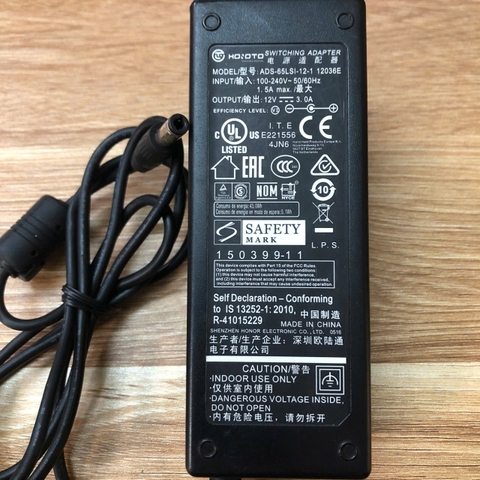 Chuyển nguồn Adapter HOIOTO ADS-65LSI-12-1 12036E 12V 3A 36W dây nguồn DC 5.5×2.5mm tương thích 5.5×2.1mm AC Adapter For Power Supply Charger
