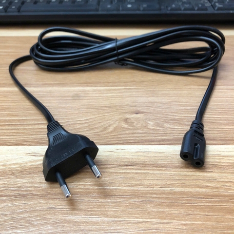 Dây Nguồn Số 8 I-SHENG SP-021A IS-033C 2 Chân Đầu Tròn AC Power Cord Schuko CEE7/16 Euro Plug to C7 2.5A 250V 2x0.75mm For Printer or Adapter Cable FLAT PVC Black dài 3M