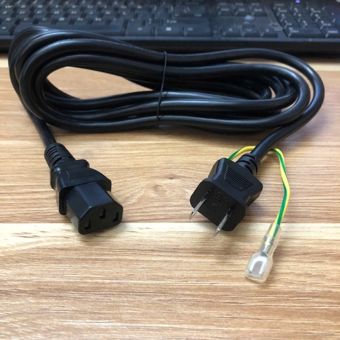 Dây Nguồn 2 Chân Dẹt Tiếp Địa I-SHENG JPN SP-18C IS-14 NEMA 1-15 to C13 AC Power Cord 12A 125V 3x1.25mm dài 3M