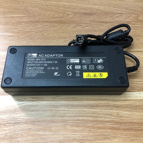 Chuyển nguồn Adapter AcBel 12V-10A thay thế Adapter Synology EA11011D-1200 12V 8.33A 100W đầu cắm DC Size 4 Pin 10mm Mini Din dùng cho Synology DiskStation Network Attached Storage NAS Server DS918+ DS918