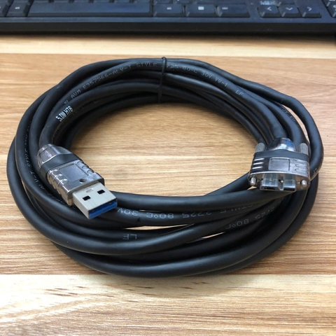 Cáp Camera 5.0M HT6 E357566-ALY-T 3.0 đai vít Cable USB 3.0 Type A to Type Micro B dài 5M for BASLER scA2500-14gc a2A1920-160um acA2000-165um acA3800-14uc