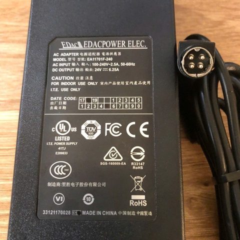 Chuyển nguồn Adapter EDAC EA11701F-240 24V 6.25A thay thế Adapter GlobTek GT-43004P15024-T3 24V 6.25A đầu cắm Jack DC 4 Pin Mini Din 10mm