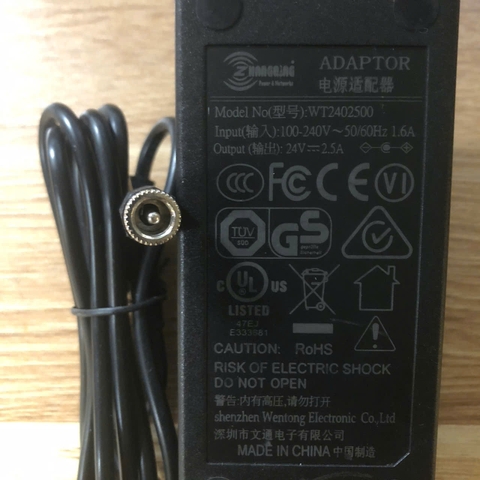 Chuyển nguồn Adapter WT2402500 24V 2.5A 100-240V 50/60Hz 1.6A dây DC Cái 5.5mm x 2.5mm