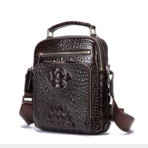 Túi đeo vai da cá sấu - Nâu