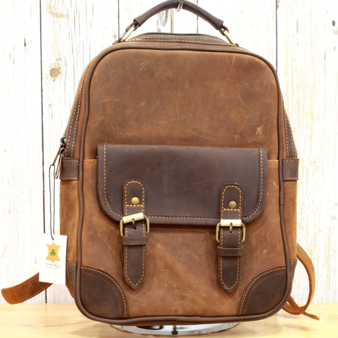 Balo nữ da bò sáp - Nâu