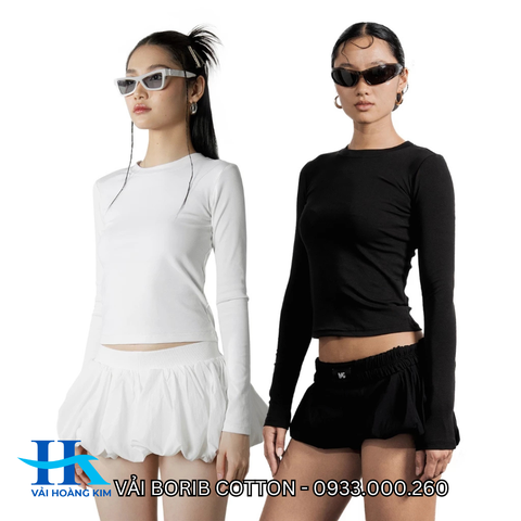 Áo thun nữ ôm Vải Borip Cotton Hoàng Kim