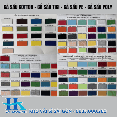 Bảng màu vải Cá sấu - Vải thun Hoàng Kim