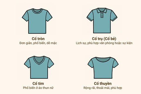Các loại cổ áo thun Vải Hoàng Kim