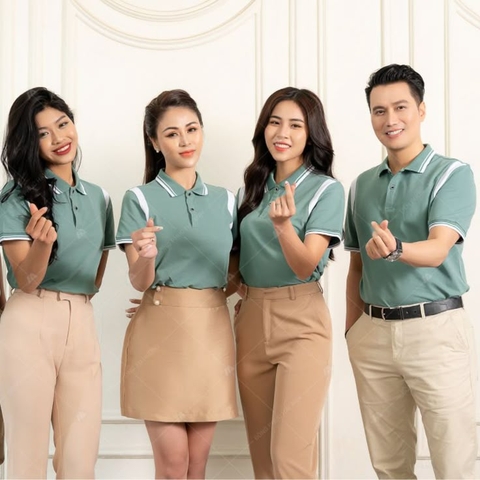 Áo thun đồng phục phối bo tay – bo cổ