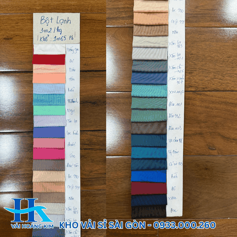 Bảng màu vải Thun lạnh/ Poly lạnh/ Bột lạnh - Vải thun Hoàng Kim