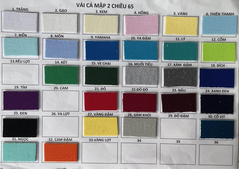 Bảng màu vải cá mập tici Hoàng Kim