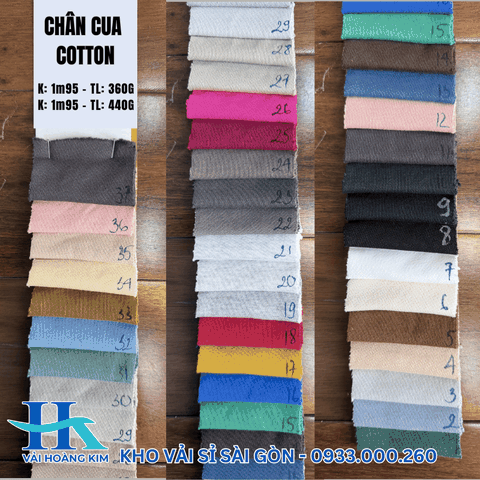 Bảng màu áo thun Chân Cua Cotton