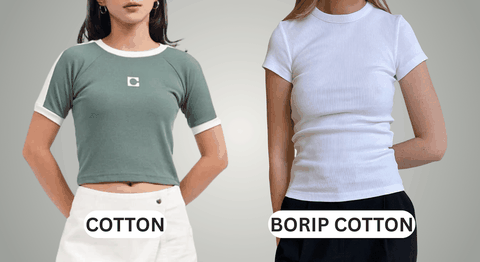 So sánh áo thun nữ Cotton và áo thun Borip Cotton Hoàng Kim