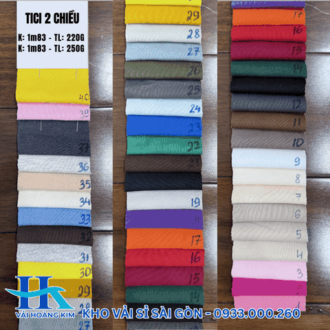 Bảng màu áo thun Tici 2 chiều