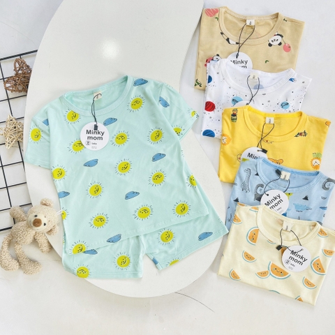Quần áo Minky mom vải thun visco dẻo in hình