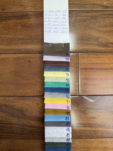 Bảng màu vải cotton 2 chiều 250gsm