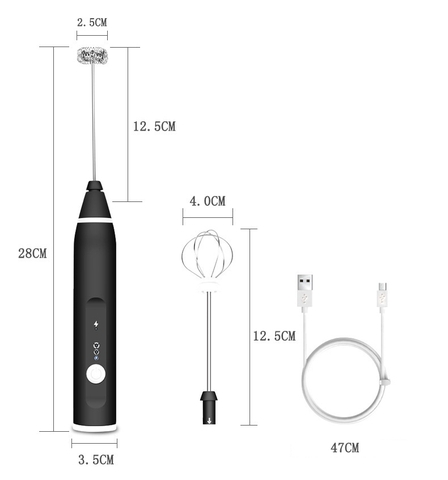 Máy tạo bọt sữa sạc điện USB 2 đầu đánh