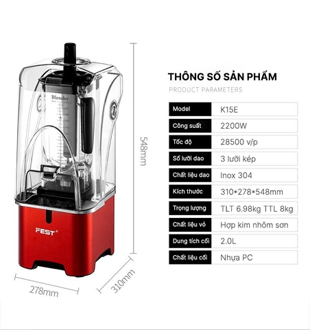 Máy xay sinh tố công nghiệp Fest K15E