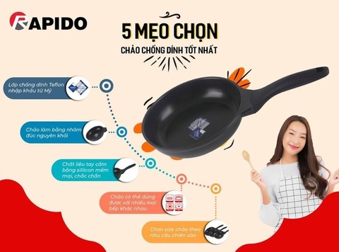Chảo từ Rapido Teflon đáy phẳng RP-RFT