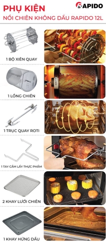 Nồi chiên không dầu RAF-12D (Điều khiển điện tử)