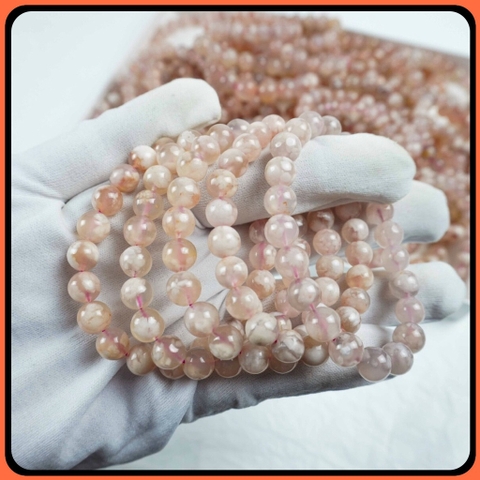 Vòng Tay Đá Mã Não Đào Hoa