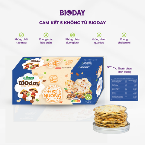 BÁNH HẠT NƯỚNG BIODAY ORIGINAL HỮU CƠ KHÔNG ĐƯỜNG VỊ NGUYÊN BẢN (180gr/hộp)