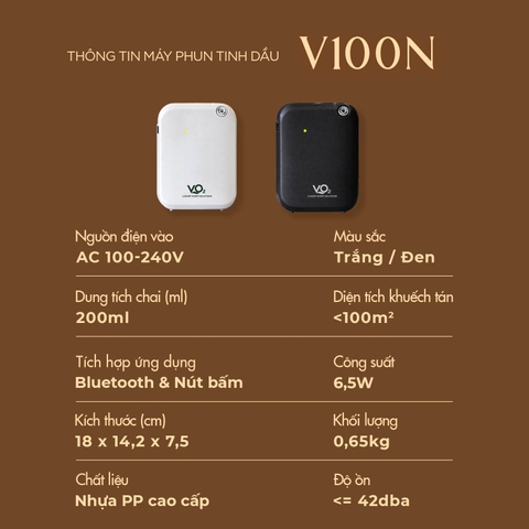 Máy xông tinh dầu chuyên dụng cho gia đình VO2 Smart Home Diffuser V100N