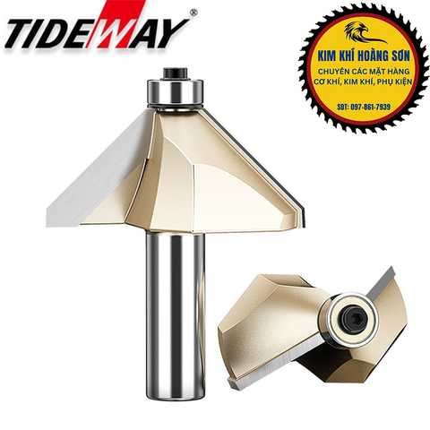 Mũi soi vát chữ V phay gỗ Alu CNC 45 độ có bi Tideway cao cấp cốt bé 6.3mm sử dụng cho máy phay, CNC