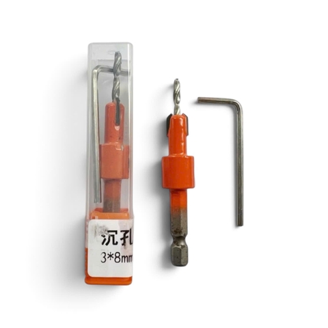 Mũi khoan mồi âm vít gỗ 2 tầng 3mm 4mm chân lục giác, Mũi khoan âm vít chất liệu hợp kim cao cấp