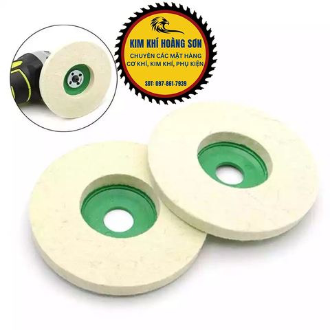Nỉ trắng đánh bóng inox bánh nỉ Cá sấu Khải Thành đường kính 95mm lỗ trục 16mm loại bỏ các vết xước