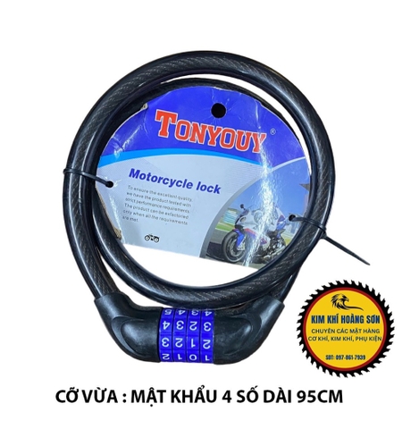 Khóa dây xe đạp mật khẩu 4 - 5 số Tonyouy khóa chống trộm xe đạp, xe máy, khóa cửa loại tốt (có thể đổi mã số)