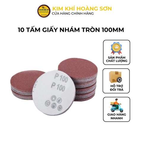 Combo 10 tấm giấy nhám tròn tự dính đường kính 100mm, độ nhám P40-P320, Giấy ráp tròn đánh bóng gỗ, sắt, kim loại