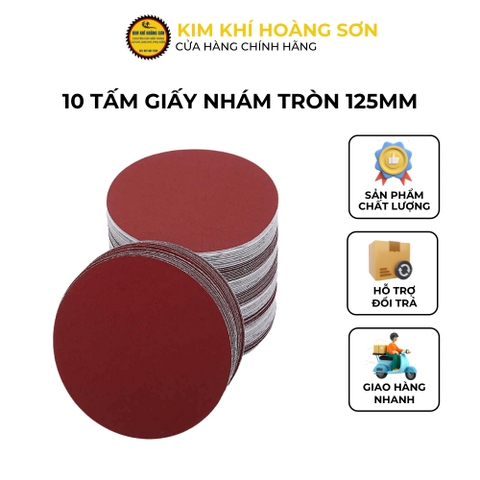 Combo 10 tấm giấy nhám tròn tự dính đường kính 125mm, độ nhám P40-P320, Giấy ráp tròn đánh bóng gỗ, sắt, kim loại