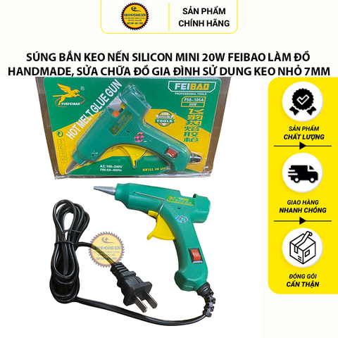 Súng Bắn Keo Nến Silicon Mini 20W FEIBAO Làm Đồ Handmade, Sửa Chữa Đồ Gia Đình Sử Dụng Keo Nhỏ 7mm
