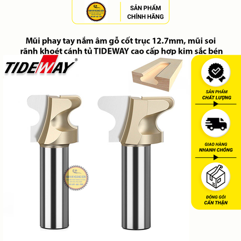 Mũi phay tay nắm âm gỗ cốt trục 12.7mm, mũi soi rãnh khoét cánh tủ TIDEWAY cao cấp hợp kim sắc bén