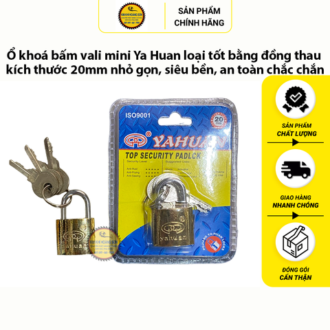 Ổ khoá bấm vali mini Ya Huan loại tốt bằng đồng thau kích thước 20-25mm nhỏ gọn, siêu bền, an toàn chắc chắn