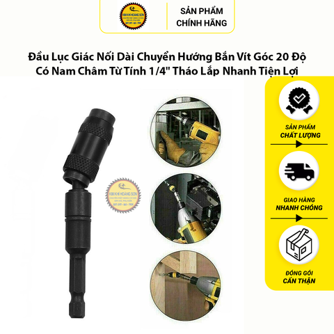 Đầu Lục Giác Nối Dài Chuyển Hướng Bắn Vít Góc 20 Độ Có Nam Châm Từ Tính 1/4