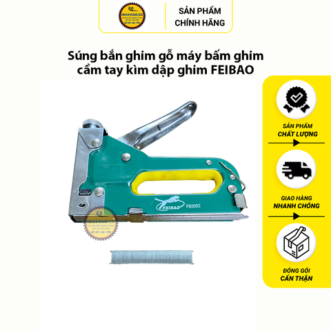 Súng bắn ghim gỗ, Máy bấm ghim gỗ cầm tay FEIBAO, Kìm dập ghim có điều chỉnh lực tiện lợi, sử dụng trên nhiều bề mặt