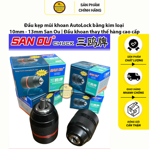 Đầu kẹp mũi khoan AutoLock bằng kim loại 10mm - 13mm San Ou - Đầu khoan thay thế hàng cao cấp