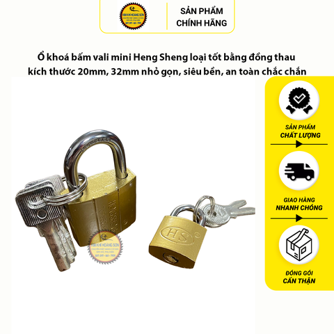 Ổ khoá bấm vali mini Heng Sheng bằng đồng thau kích thước 20-25-32mm nhỏ gọn, siêu bền, chắc chắn