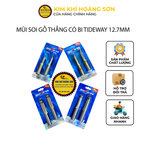 Mũi soi gỗ thẳng CNC lấy nền, Mũi phay TIDEWAY cốt to 12.7mm có bi sử dụng cho máy phay, máy cắt CNC
