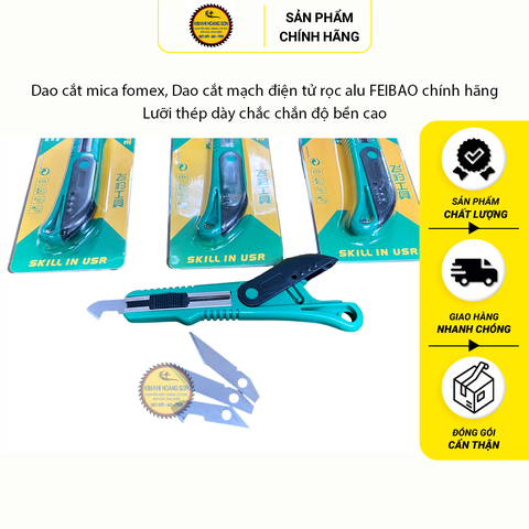 Dao cắt mica fomex, Dao cắt mạch điện tử rọc alu FEIBAO chính hãng nhựa PP, lưỡi thép dày chắc chắn độ bền cao