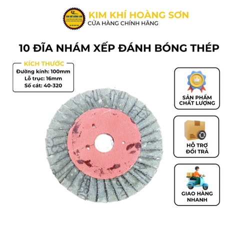Combo 10 đĩa nhám xếp đường kính 100x16mm độ nhám 80-320 phù hợp đánh bóng thép gang chịu nhiệt tốt