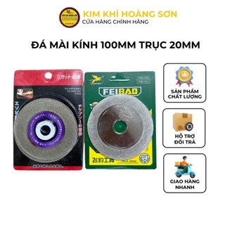 Đá cắt kính đỏ, xanh FEIBAO 100mm, Lưỡi mài kính 2 mặt phủ kim cương lỗ trục 20mm lớp cắt siêu mịn