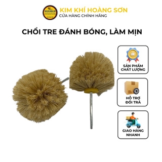 Chổi tre đánh bóng sản phẩm gỗ, đá, làm mịn bề mặt, sợi tre cao cấp siêu bền, có cán lắp máy khoan cầm tay