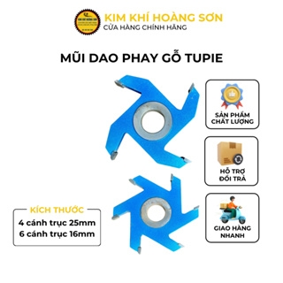 Mũi dao phay gỗ Tupie thẳng 120mm cuốc vuông 4 - 6 cánh lỗ trục 25mm hợp kim cao cấp chuyên dụng